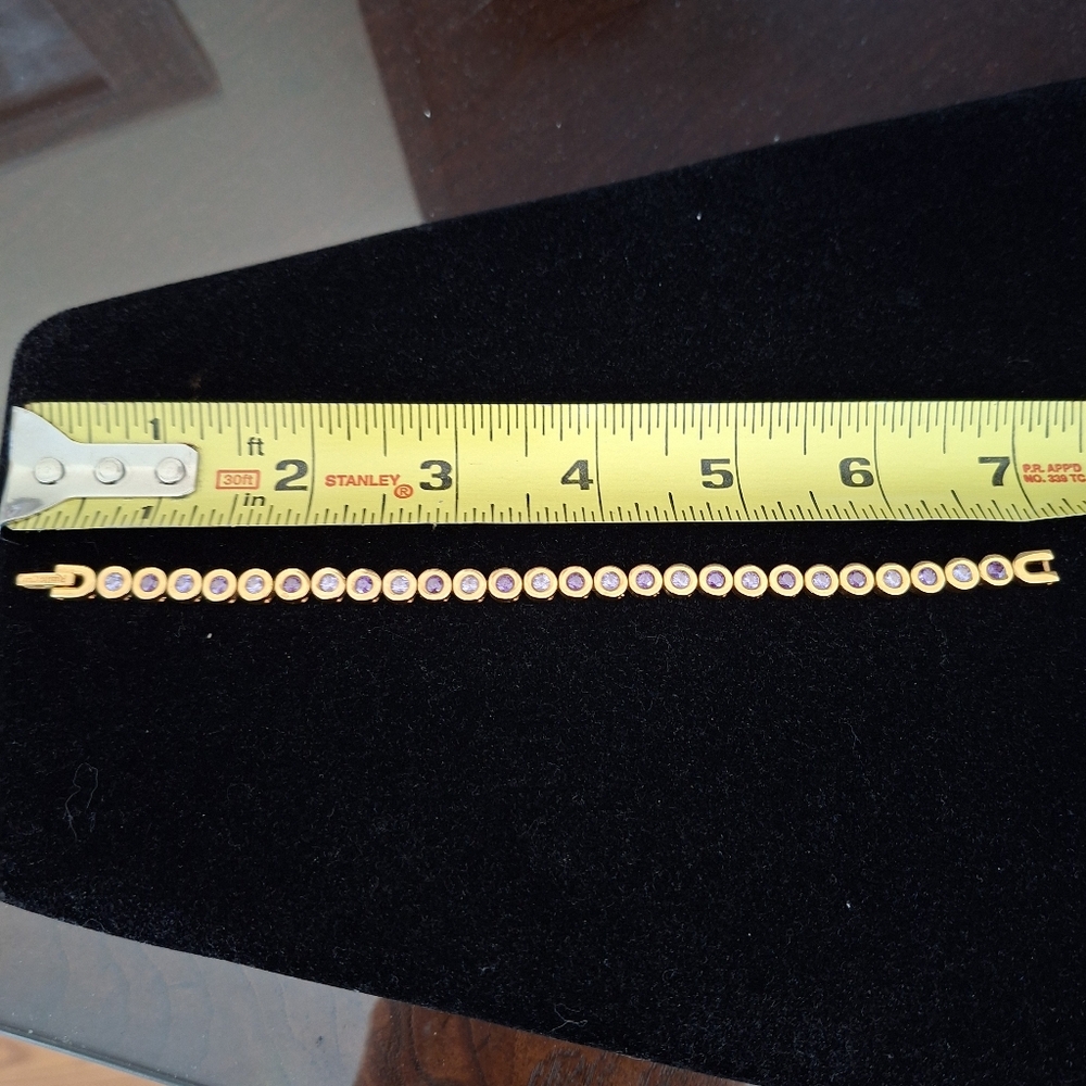 Rustic Cuff Purple And Goldtone Stainless Steel Bracelet With Case - Picture 5 of 6